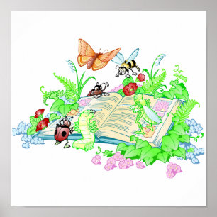 Affiche Joli livre de lecture Animaux