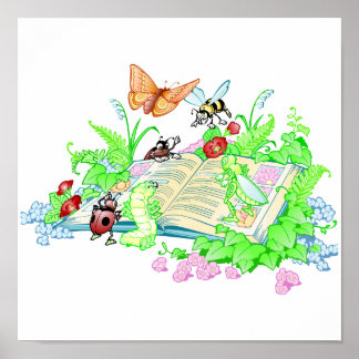 Affiche Joli livre de lecture Animaux
