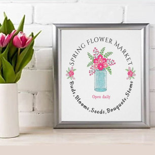 Affiche joli marché aux fleurs de printemps signe floral r