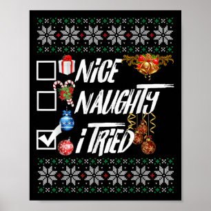 Affiche Joli Mauvais Drôle Noël Xmas J'ai Essayé Graphique