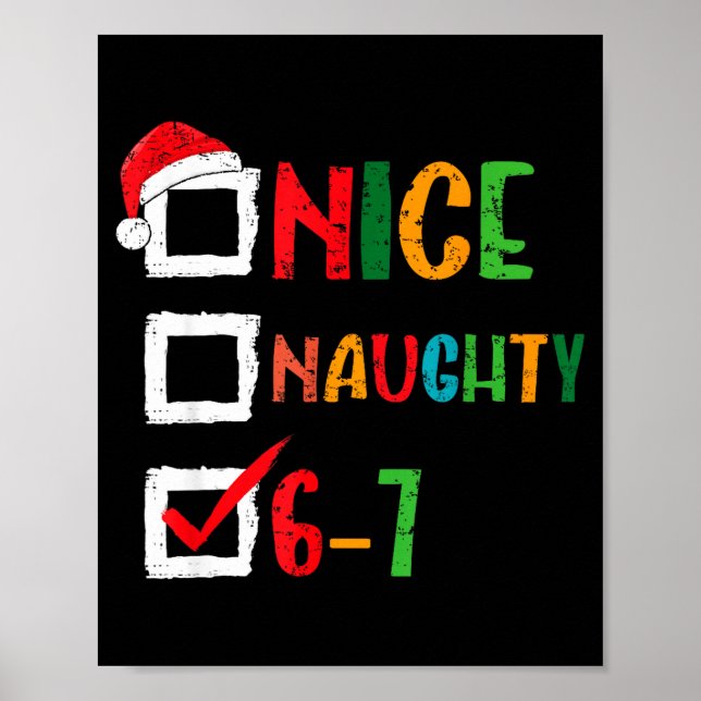 Affiche Joli Méchant 6 7 Mème 67 Noël Six Sept Garçons  (Devant)