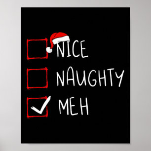 Affiche Joli Méchant Noël Liste de Noël Xmas Père Noël