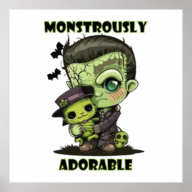 Affiche Joli monstre de Frankenstein avec peluche (Devant)