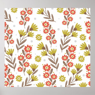 Affiche Joli motif floral, arrière - plan sans soudure.
