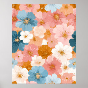 Affiche Joli motif floral pastel