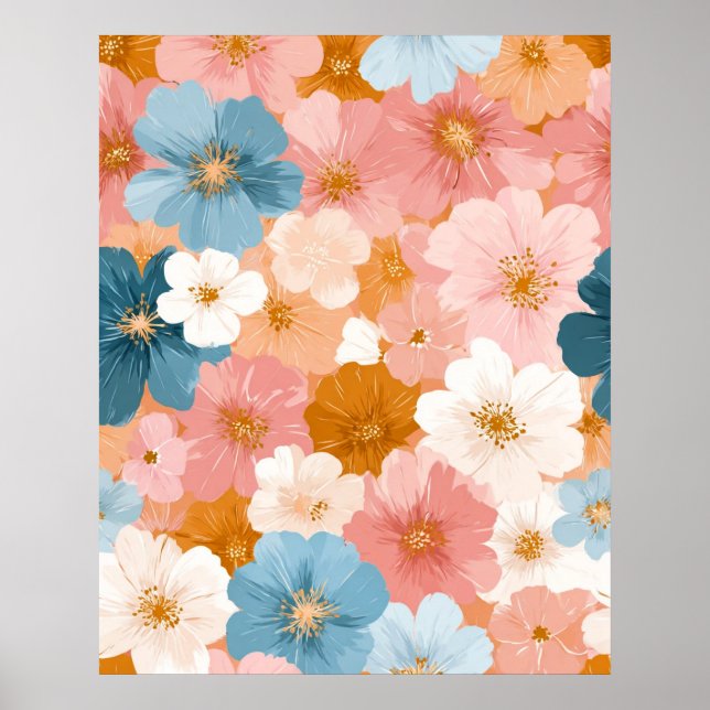 Affiche Joli motif floral pastel (Devant)