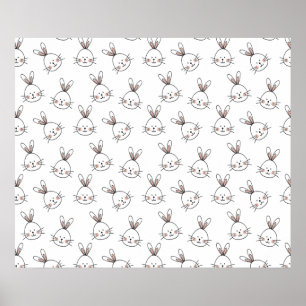 Affiche Joli Motif lapin blanc de Pâques