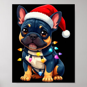 Affiche Joli Noël Bouledogue Français Santa Amoureux de Ch