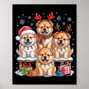 Affiche Joli Noël Chow Chow Pupes Amoureux des Chiens Drôl