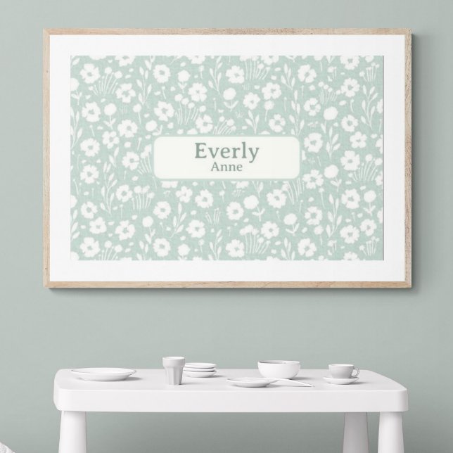 Affiche Joli Nom Personnalisé Décor Nursery Girls Room (Customize name! Shown with white mat and wood frame. (You will receive print only) Thank you!)