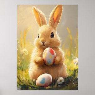 Affiche Joli oeuf lapin de Pâques