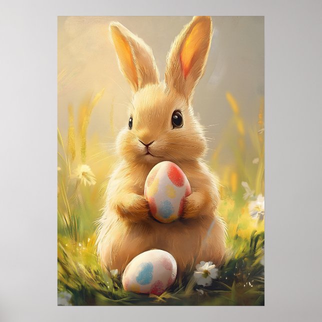 Affiche Joli oeuf lapin de Pâques (Devant)