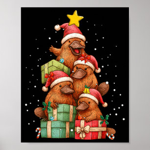 Affiche Joli Ornithorynque Le Sapin de Noël Chapeau de Noë
