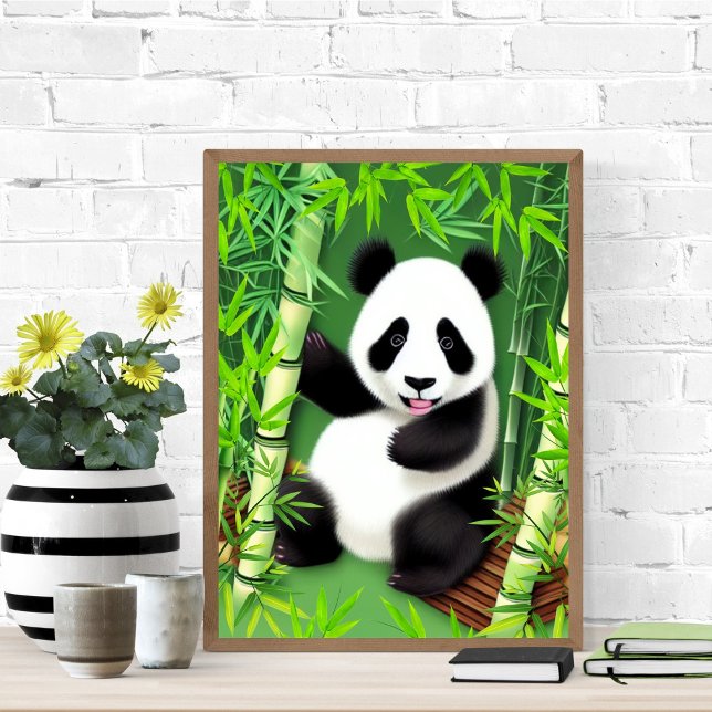 Affiche Joli Panda Dans Forêt De Bambou (Créateur téléchargé)