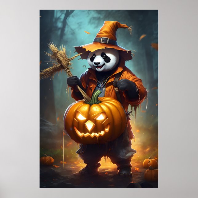Affiche Joli Panda Scarecrow Halloween (Devant)