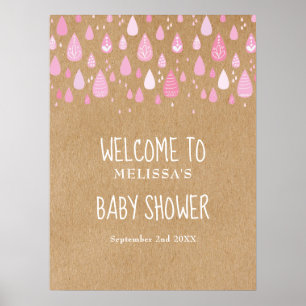 Affiche Joli panneau de bienvenue pour Baby Shower fille a