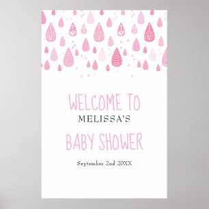 Affiche Joli panneau de bienvenue pour Baby Shower fille a
