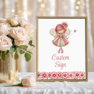 Affiche Joli panneau personnalisé Fée Fille Rouge Floral A