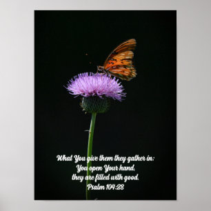 Affiche Joli papillon sur la Bible Fleur sauvage Verse Art