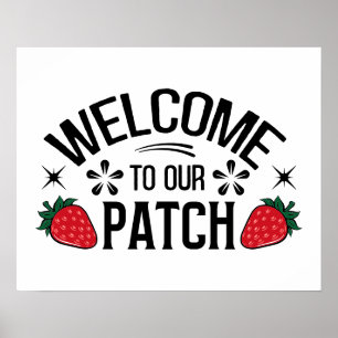Affiche Joli patch de fraise de bienvenue
