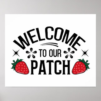 Affiche Joli patch de fraise de bienvenue