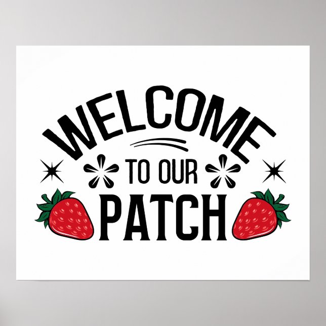Affiche Joli patch de fraise de bienvenue (Devant)