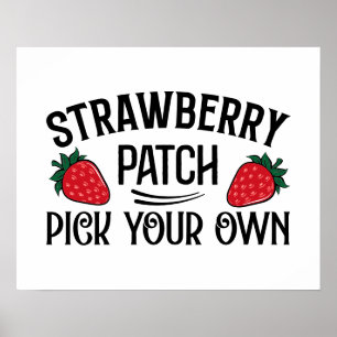 Affiche Joli patch fraise cueillir votre propre