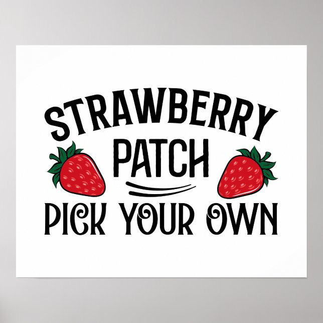 Affiche Joli patch fraise cueillir votre propre (Devant)