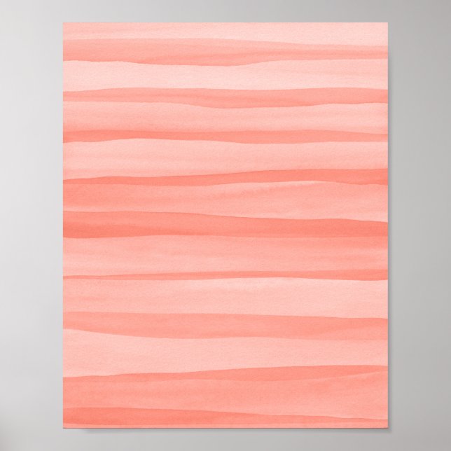 Affiche Joli Peach Abstrait Watercolor Lines Art (Devant)