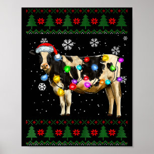 Affiche Joli Père Noël Vache Lumières de Noël Sweat de Noë