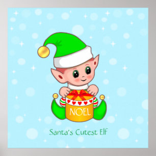 Affiche Joli petit aide du Père Noël de Noël