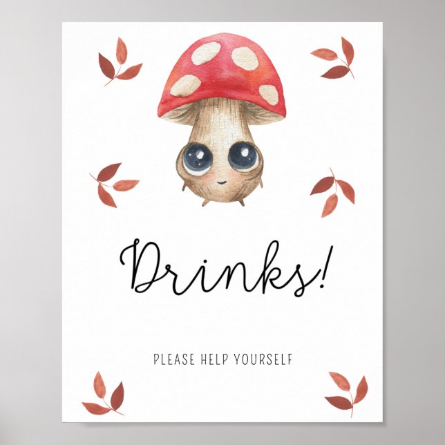 Affiche Joli petit champignon - Boissons (Devant)