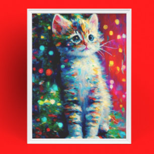 Affiche Joli petit chat de Noël 