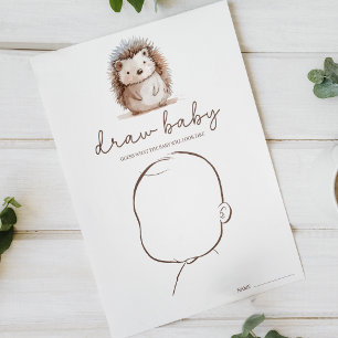 Affiche Joli Petit Hérisson Dessine Bébé Jeu de Baby Showe