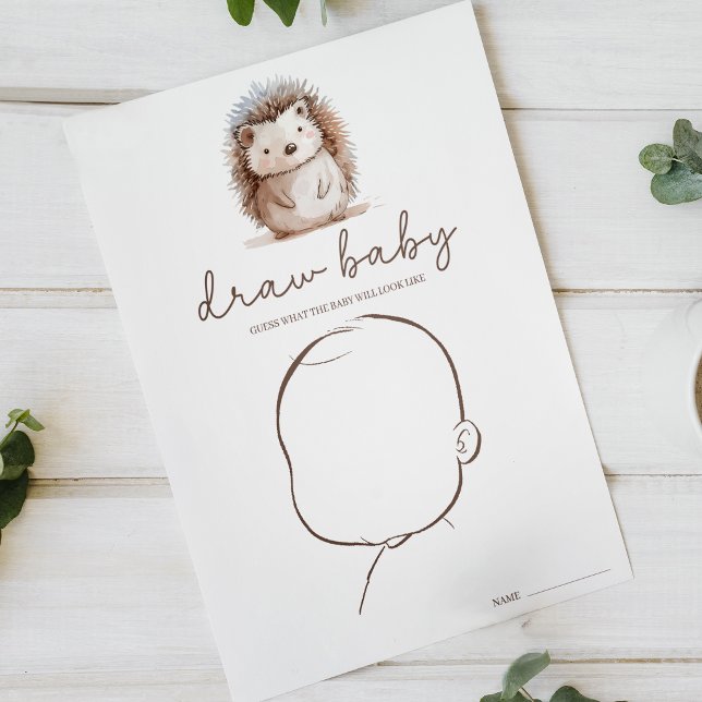 Affiche Joli Petit Hérisson Dessine Bébé Jeu de Baby Showe (Créateur téléchargé)