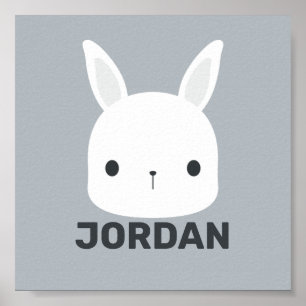 Affiche Joli petit lapin avec nom personnalisé Po