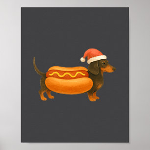 Affiche Joli petit Noël drôle de saucisse de dachshund de