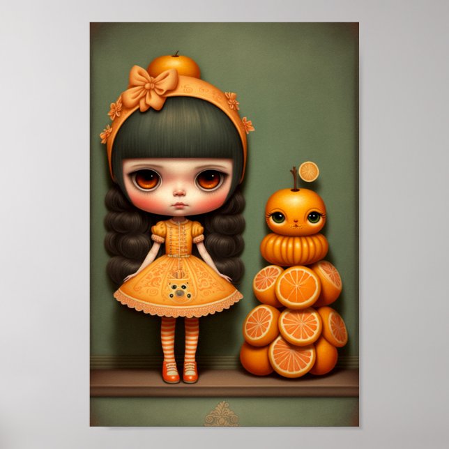 Affiche Joli Petit Orange Petit Art Fille Douce (Devant)