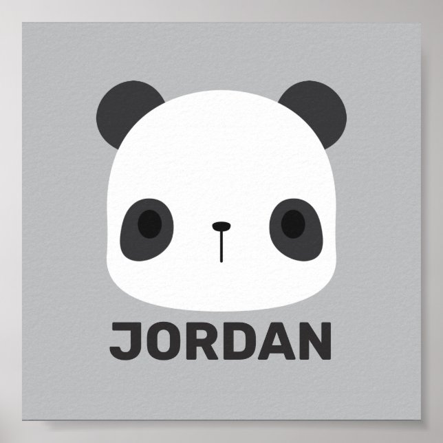 Affiche Joli petit ours panda avec nom personnalisé (Devant)