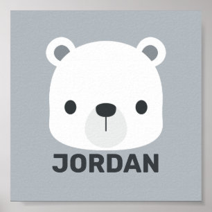 Affiche Joli petit ours polaire avec nom personnalisé