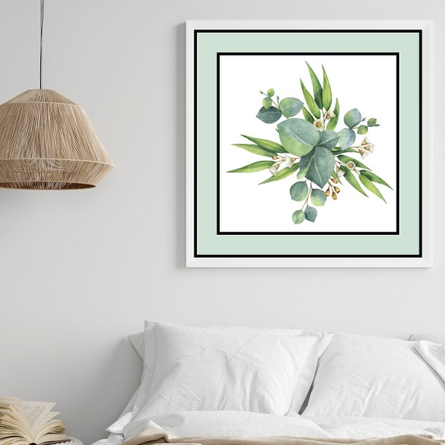 Affiche Joli Plante Floral Lignes noires Bordure vert pâle (Créateur téléchargé)
