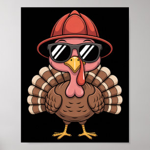 Affiche Joli pompier visage de poulet lunettes de soleil f
