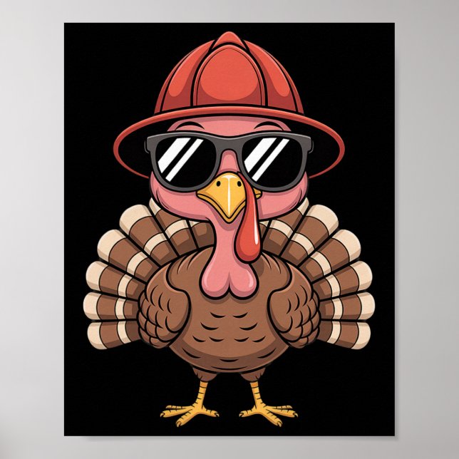 Affiche Joli pompier visage de poulet lunettes de soleil f (Devant)
