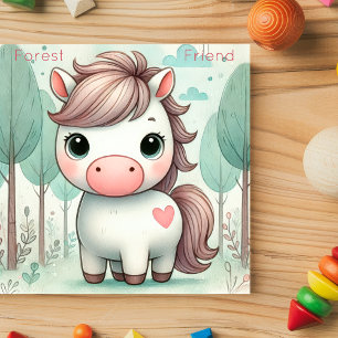 Affiche Joli Poney Ami de la Forêt Fantaisiste 