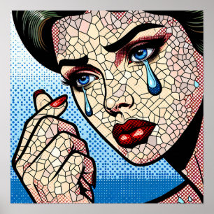 Affiche Joli Pop art Comic Tad Woman avec des larmes