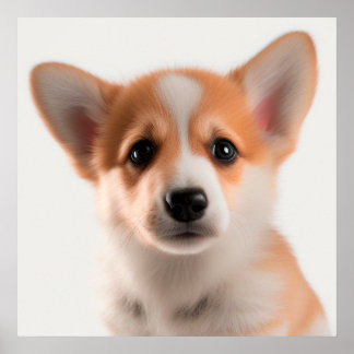Affiche Joli portrait de chiot Corgi gallois de Pembroke (