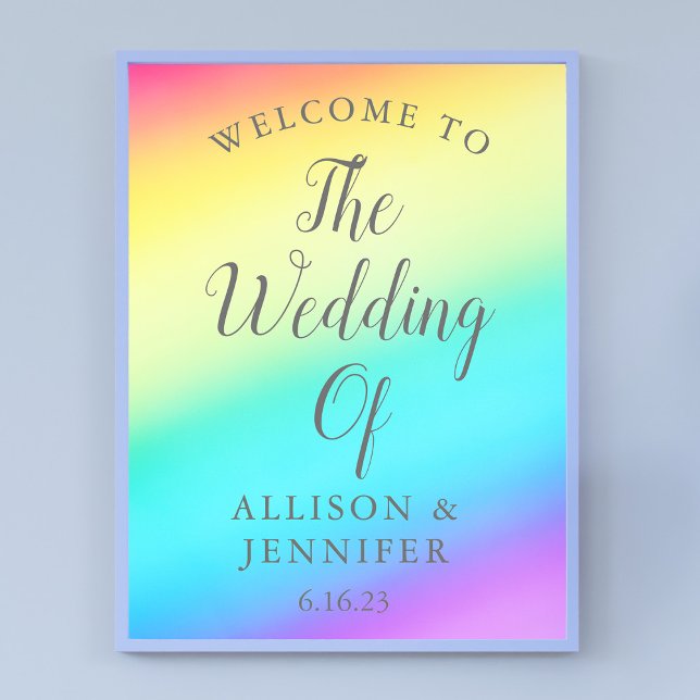 Affiche Joli Rainbow Fade Mariage personnalisé Bienvenue (Créateur téléchargé)