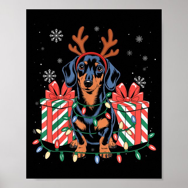Affiche Joli Renne Teckel Noël Pour Femmes Hommes Font (Devant)