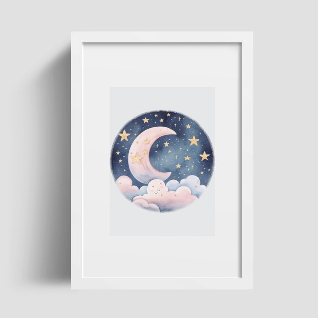 Affiche Joli Rêves Doux Lune Étoiles Nuages Décor Nursery (Créateur téléchargé)