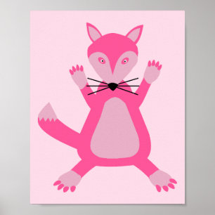 Affiche Joli rose Baby Girl Fox